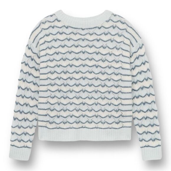 CLUB MONACO Women’s Pointelle Boatneck Sweater in the Size XL in Blue Multi - Picture 8 of 11